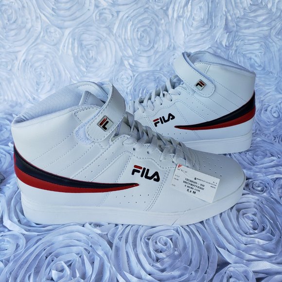 FILA Vulc 13 Men Shoes Sneakers Faux Leather White Navy Red High Top Size 8 M - Picture 3 of 9